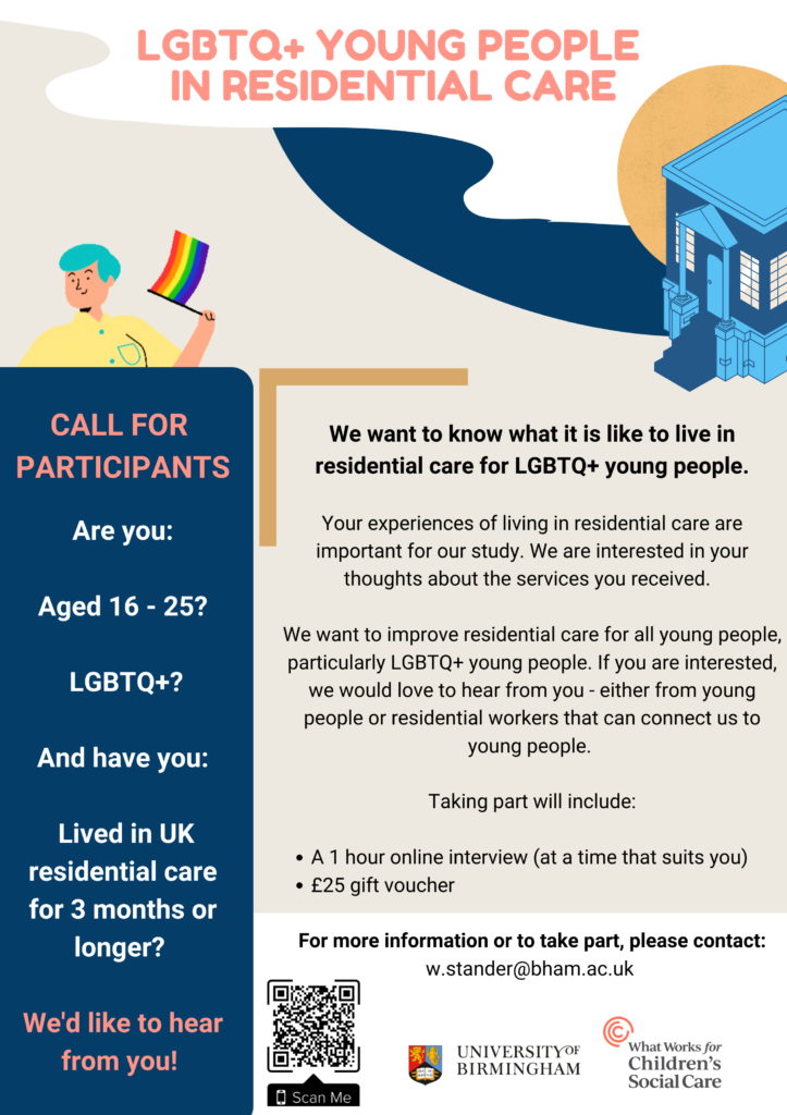 LGBTQ+ Young People In Residential Care – Call for Participants